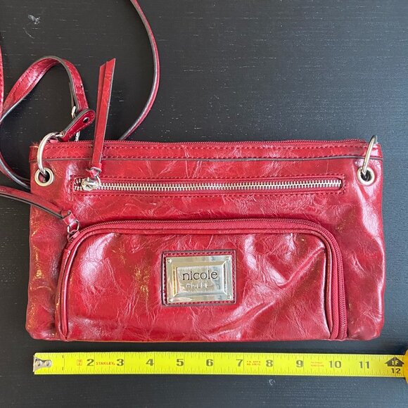 Nicole by Nicole Miller Shiny Red Cross Body Bag - Picture 7 of 16